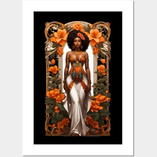 African Queen Tribal art retro vintage floral design Posters and Art